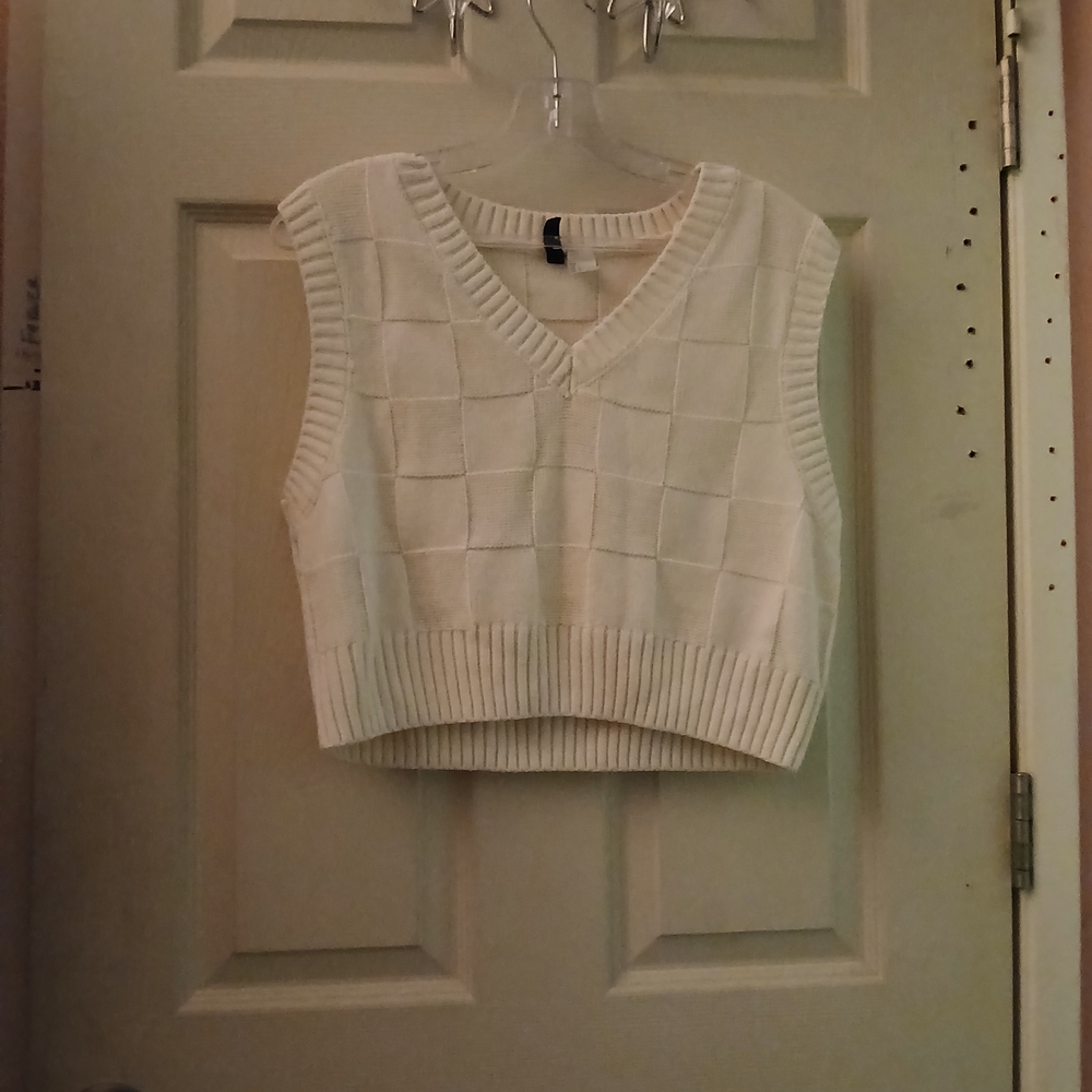 Divided Cream Textured Knit Tank Top